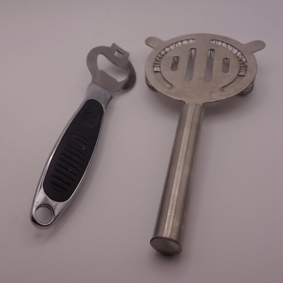 Stainless Steel India Cocktail Strainer and Bottle Opener/Can Opener - Picture 2 of 16